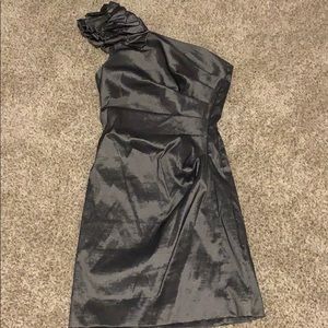 Deep silver one shoulder dress